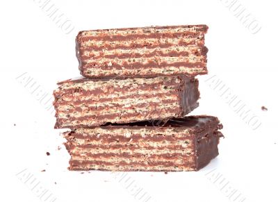 Biscuits covered with black chocolate