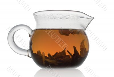 glass teapot with tea