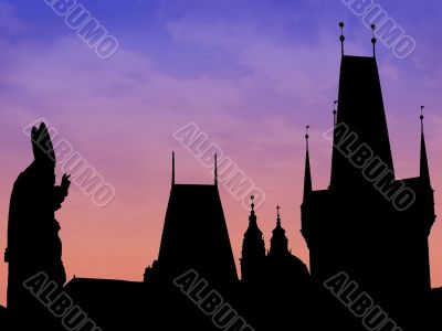 Prague skyline silhouette