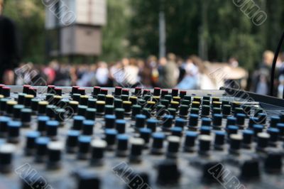 mixing desk on open air