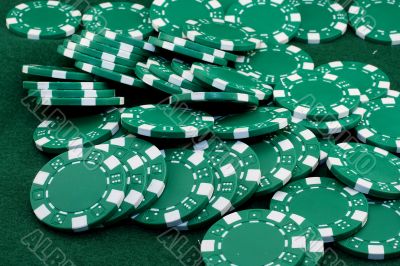 green poker chips