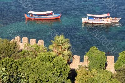 two tourist boats