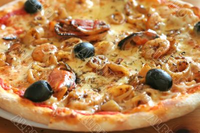 Seafood pizza