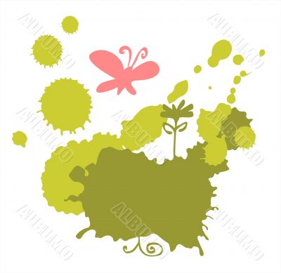 Butterfly and green blots