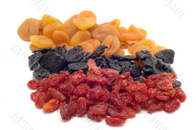 dried fruits on white