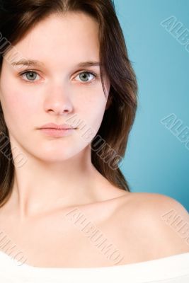 Portrait of a straight looking woman