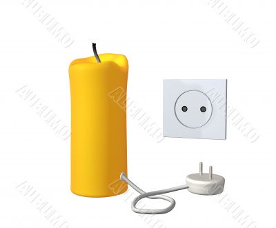 Yellow 3d candle with an electric cord Yellow 3d candle with an electric cord