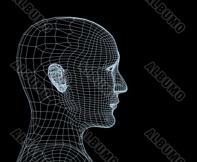 Head of the person from a 3d grid