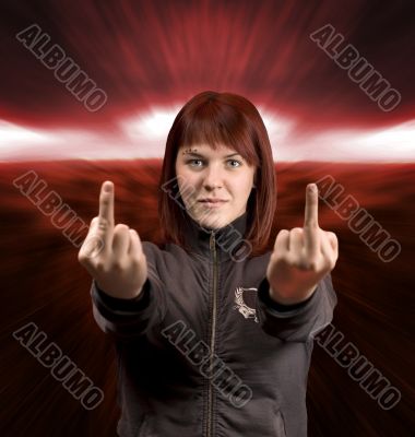 Middle finger redhead