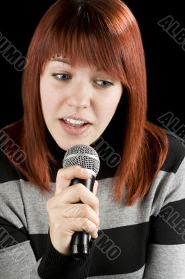 Girl singing karaoke