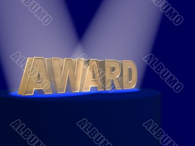 The gold letters AWARD covered by projectors