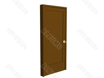 3D open brown doors with gold  handle