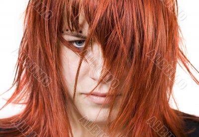 Cute redhead girl with messy hair