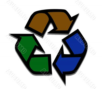 THree coloured Recycling Symbol