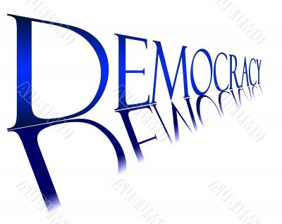 Blue Democracy banner with reflection