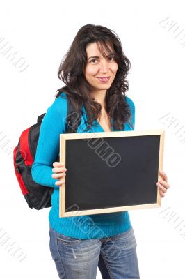 Holding the chalkboard