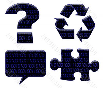 Binary code icons Binary code icons