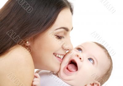 playful mama with happy baby