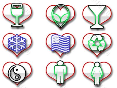 Heart shaped web icons Heart shaped web icons