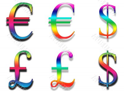 Rainbow Currency Symbols Rainbow Currency Symbols