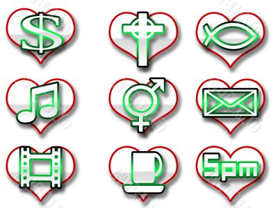 Heart shaped web icons Heart shaped web icons