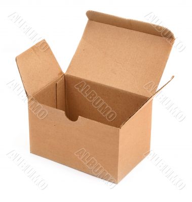 open cardboard box against white