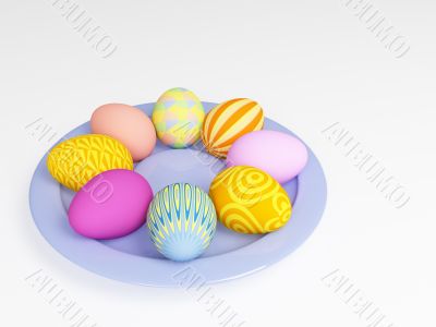 Easter eggs in a plate