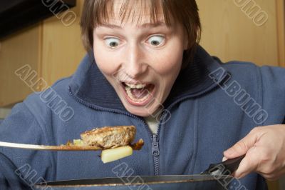 frightened cook woman