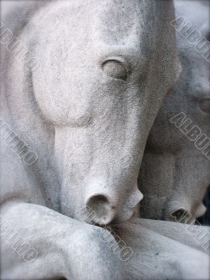 Stone Statue of Pair of Horses