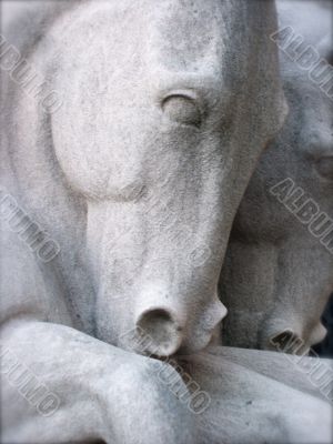 Stone Statue of Pair of Horses Stone Statue of Pair of Horses