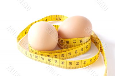 Eggs inside the metric tape
