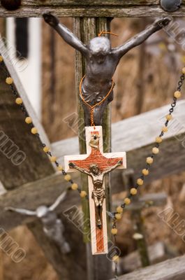 New and old crosses with Jesus figures