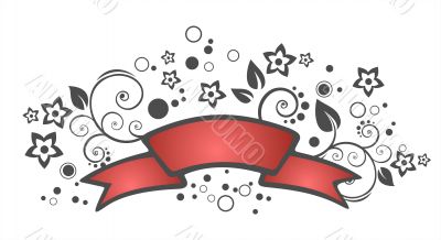 red ribbon and flowers