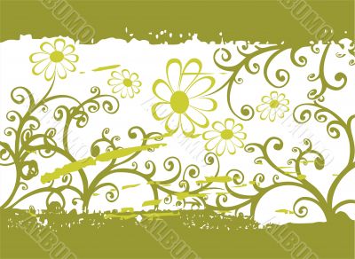 green grunge flower pattern