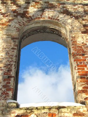 background frame of ancient ruin arc window colors