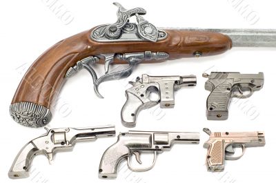 Set of pistols lighter on white