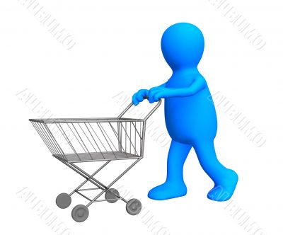 The 3d stylized person going for purchases