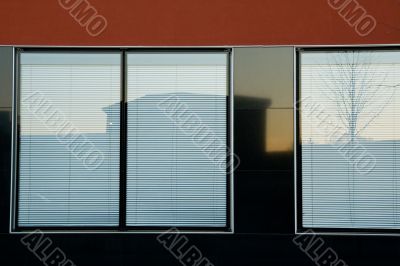 Windows of the modern building.