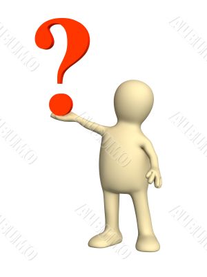 3d person - puppet a symbol holding in a hand 3d person - puppet a symbol holding in a hand