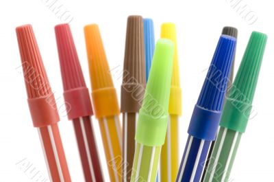 colored markers close up