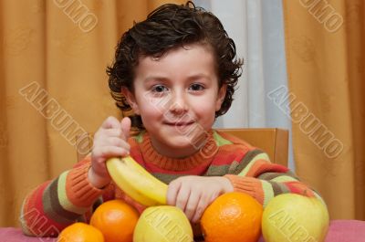 child eating fruit