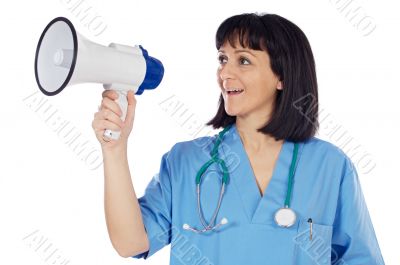 Woman doctor with megaphone Woman doctor with megaphone