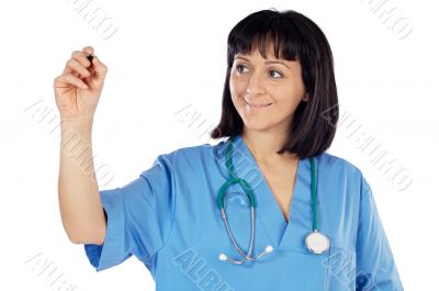 Woman doctor writing