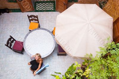 happy woman in arabic house happy woman in arabic house