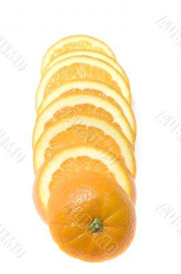 cutting orange on white