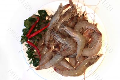 Raw grey prawn isolated on white background Raw grey prawn isolated on white background
