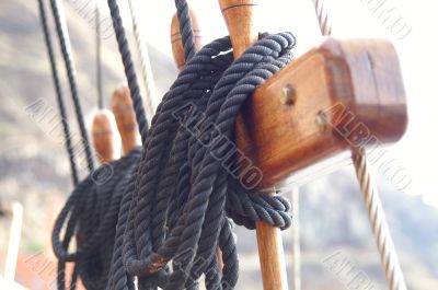ship tower, crows nest, ropes