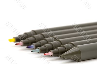 colored soft-tip pen close up