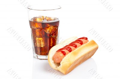 Hot dog and soda glass