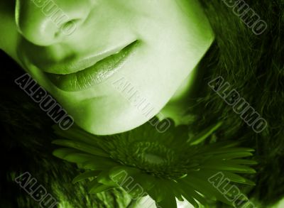 Girl with a red flower